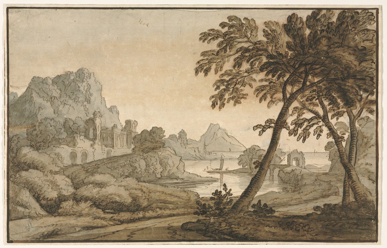 Italiensk landskap, 1700-tallet. av Unbekannt