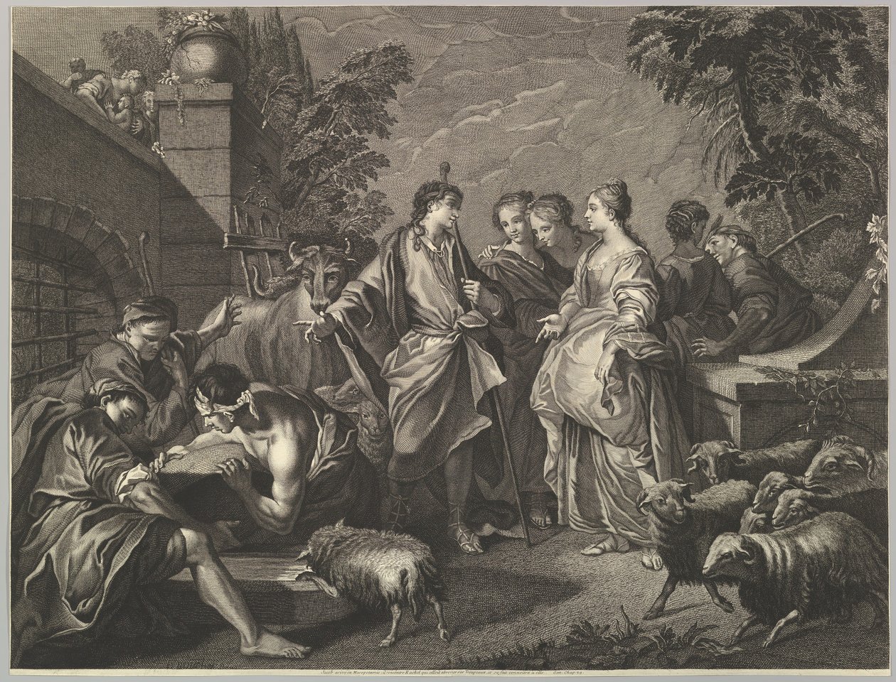 Jakob ankommer Mesopotamia, 1700-tallet. av Unbekannt