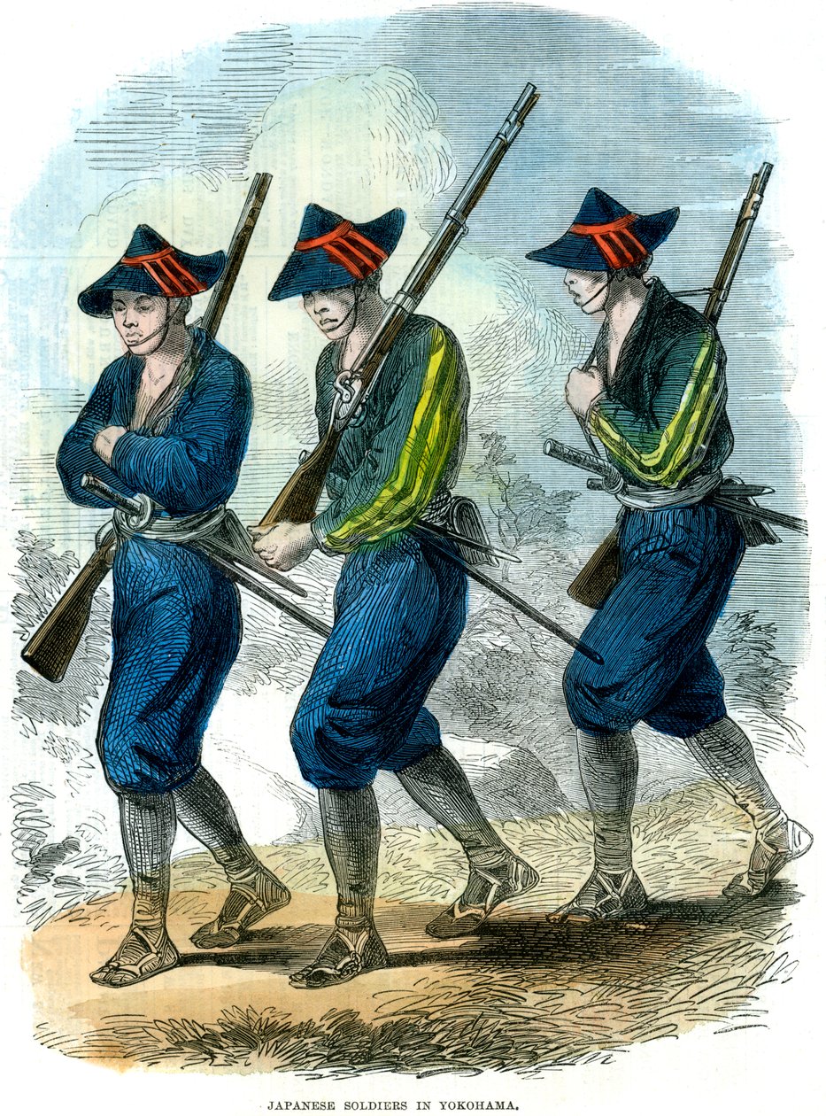 Japanske soldater i Yokohama, Japan, 1865 av Unbekannt