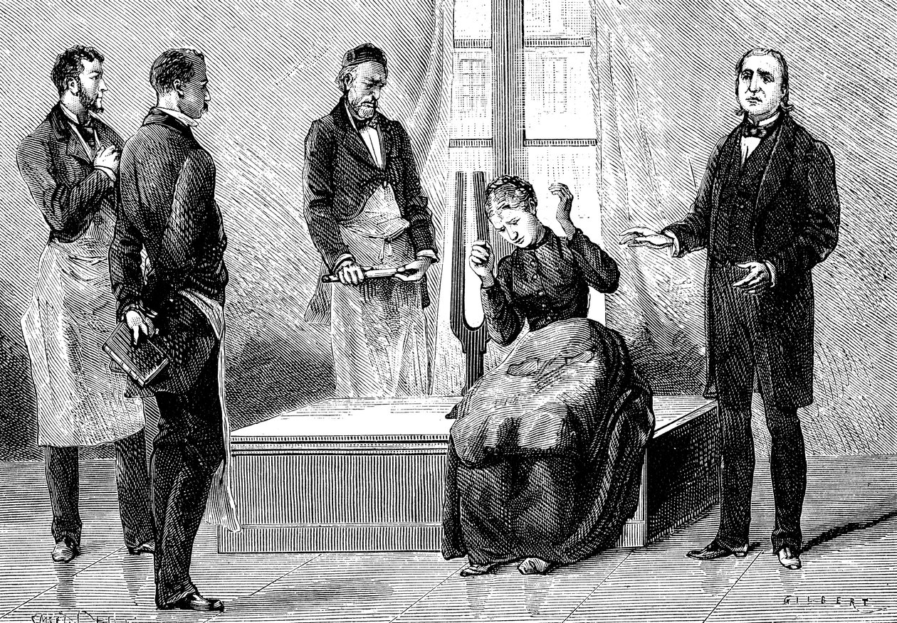 Jean Martin Charcot demonstrerer hypnose, 1879 av Unbekannt