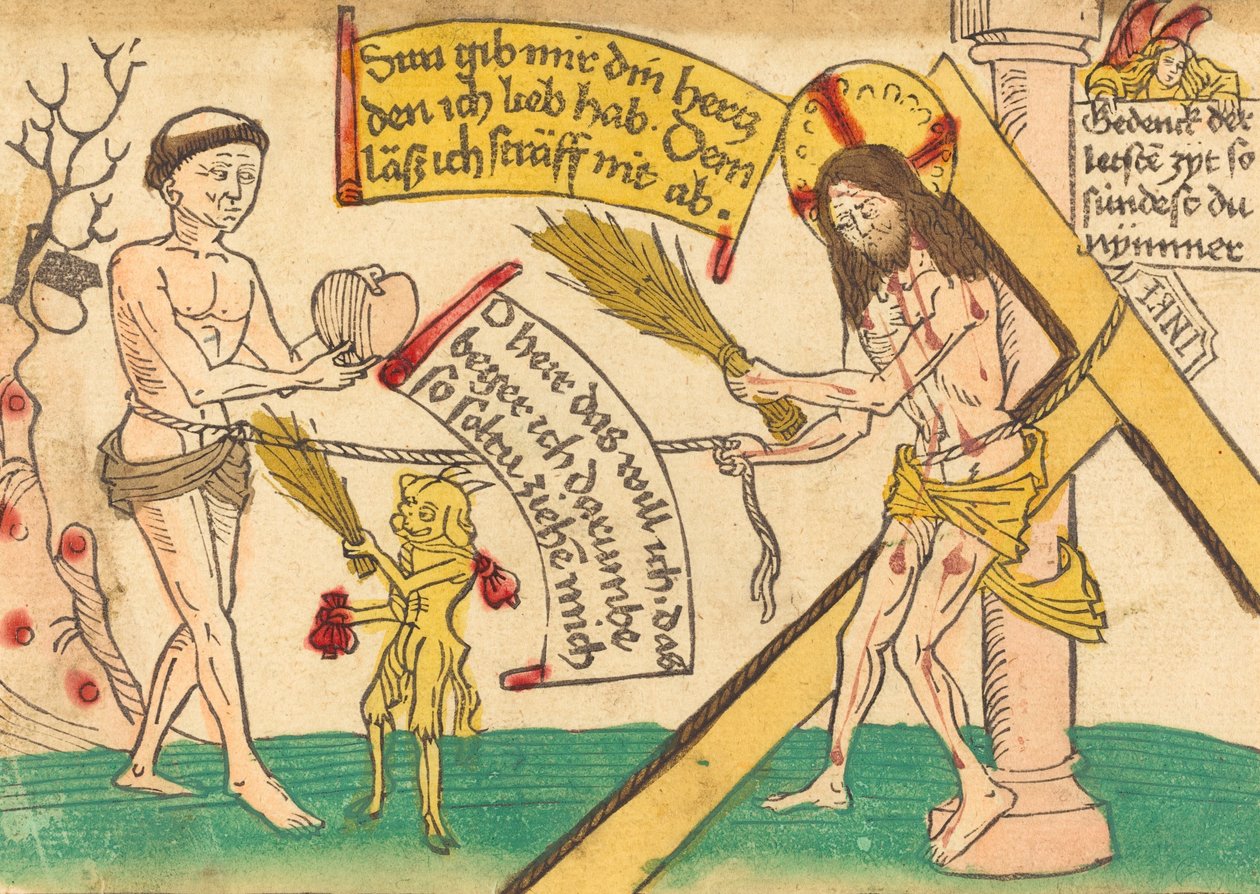 Jesus tiltrekker de trofaste til hjertet, 14801490. av Unbekannt