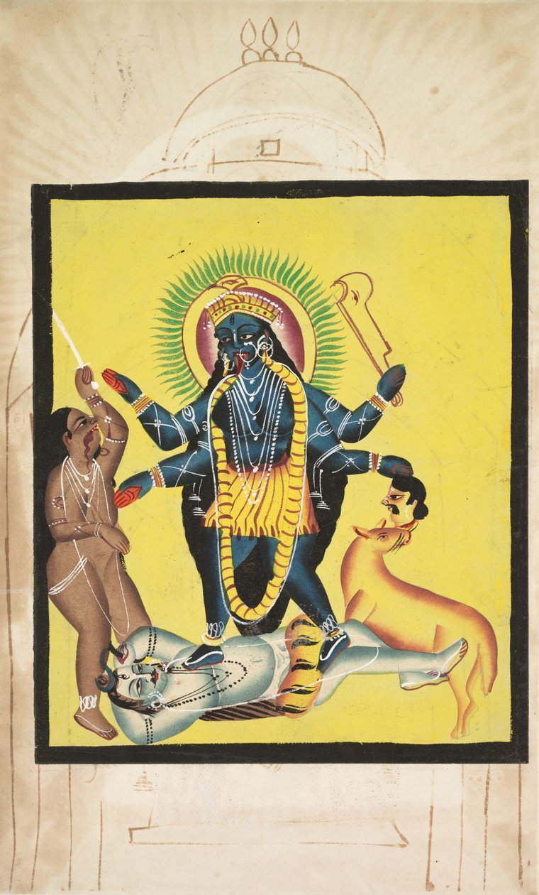 Kali står på Shiva, 1800-tallet. av Unbekannt