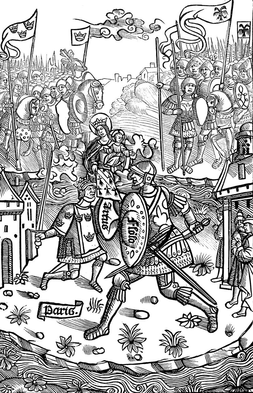 Kong Arthur kjemper mot en gigant, 1514 av Unbekannt