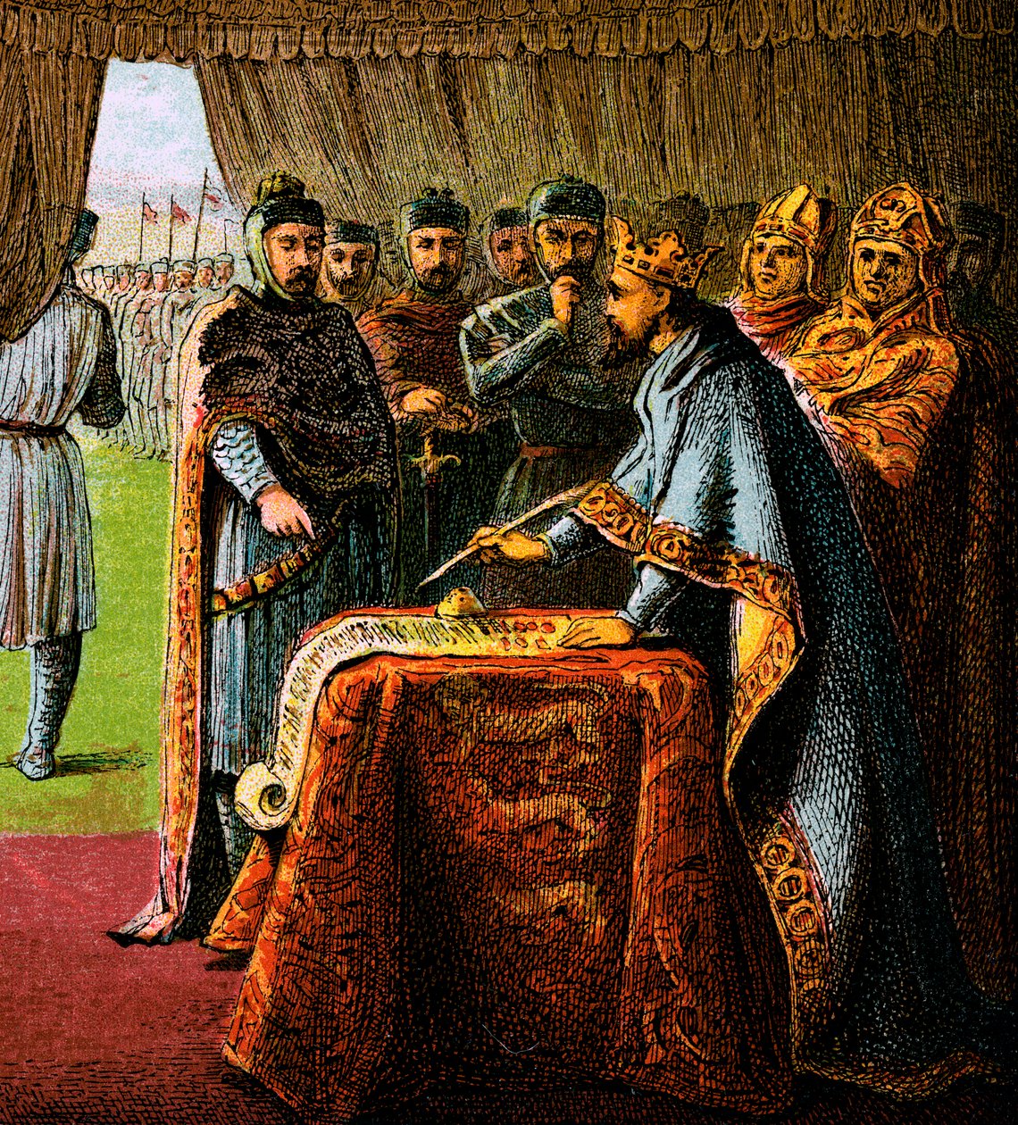 King John And The Magna Carta, 1215, c1850 av Unbekannt