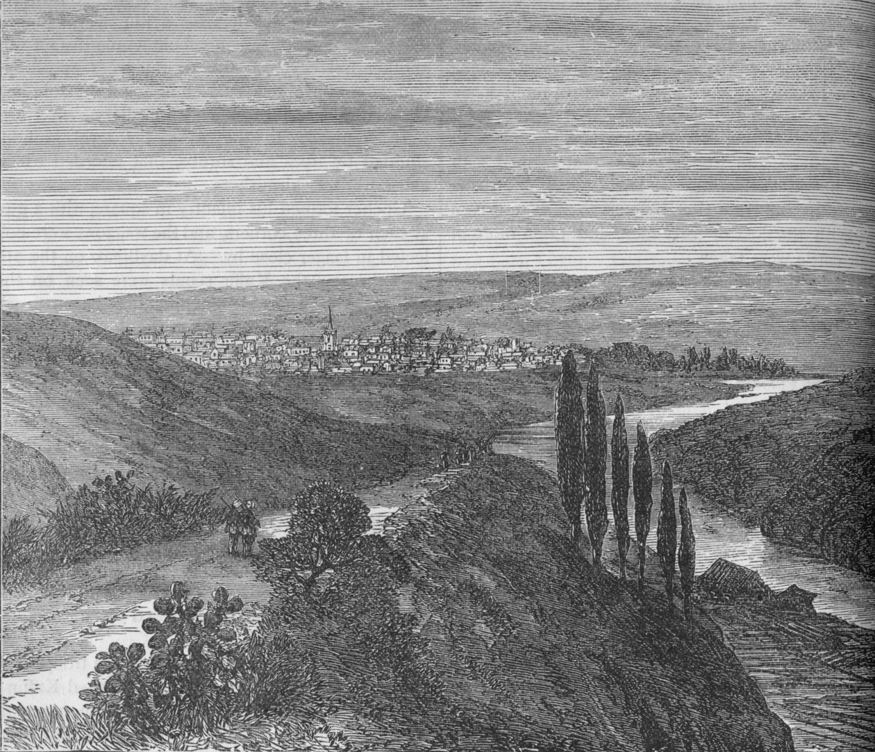 King Williams Town, fra nær akvedukten, c1880 av Unbekannt