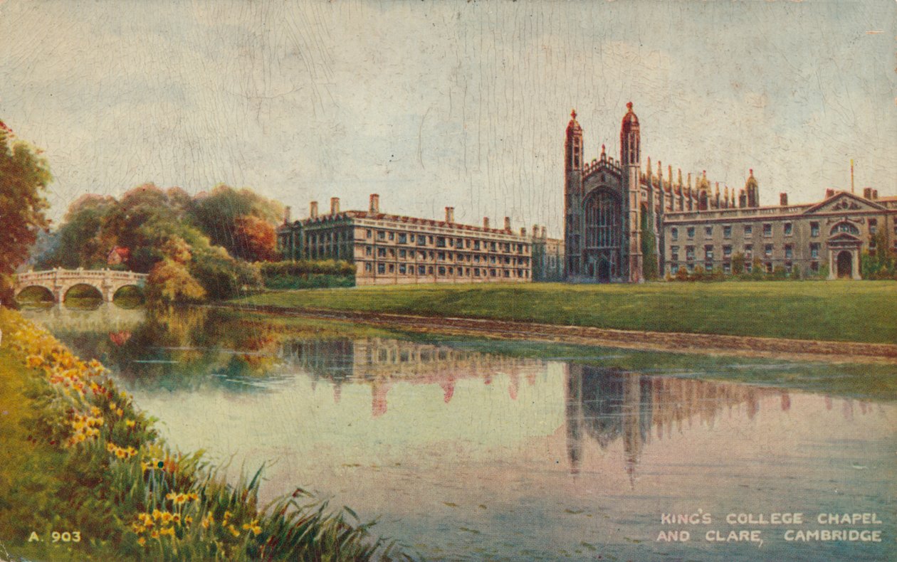 Kings College Chapel og Clare College, Cambridge, c1935 av Unbekannt
