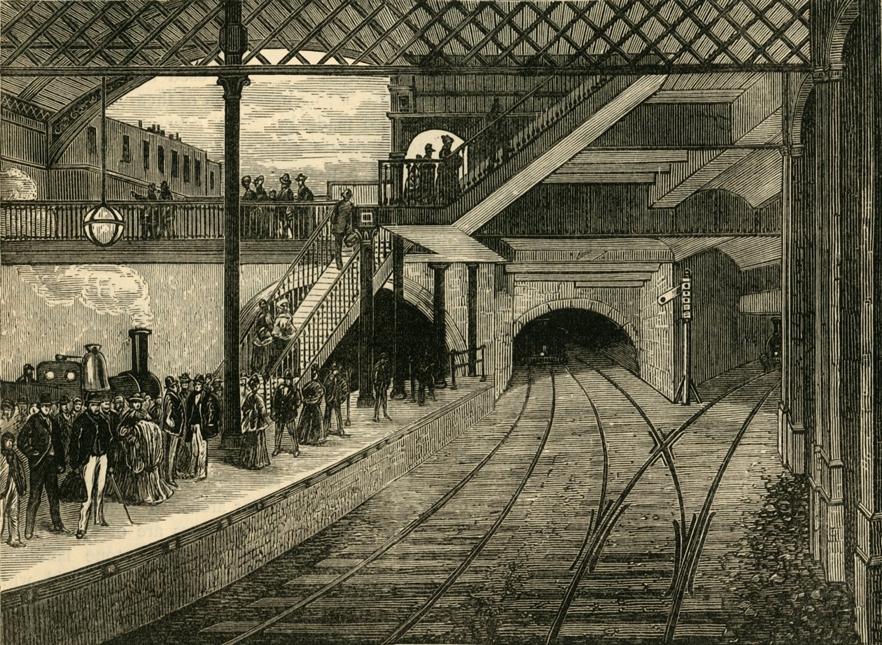 Kings Cross undergrunnsstasjon i 1868, c1876. av Unbekannt