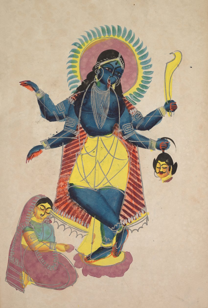 Krishna som Kali tilbedt av Radha, 1800-tallet. av Unbekannt