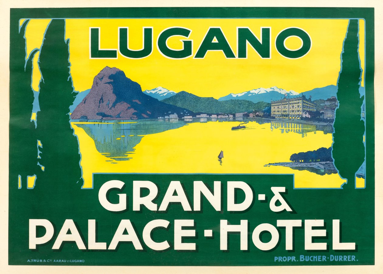 Luganosjøen. Grand and Palace Hotel, ca. 1925. av Unbekannt