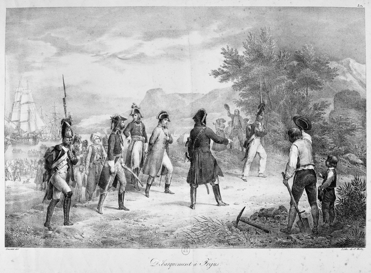 Landing ved Frejus, mars 1815 av Unbekannt