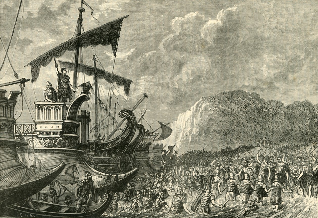 Landing av Julius Caesar i Storbritannia, 1890. av Unbekannt