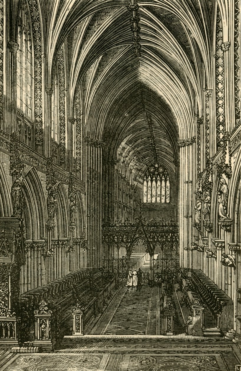 Lichfield Cathedral Interiør, sett mot vest, 1898. av Unbekannt