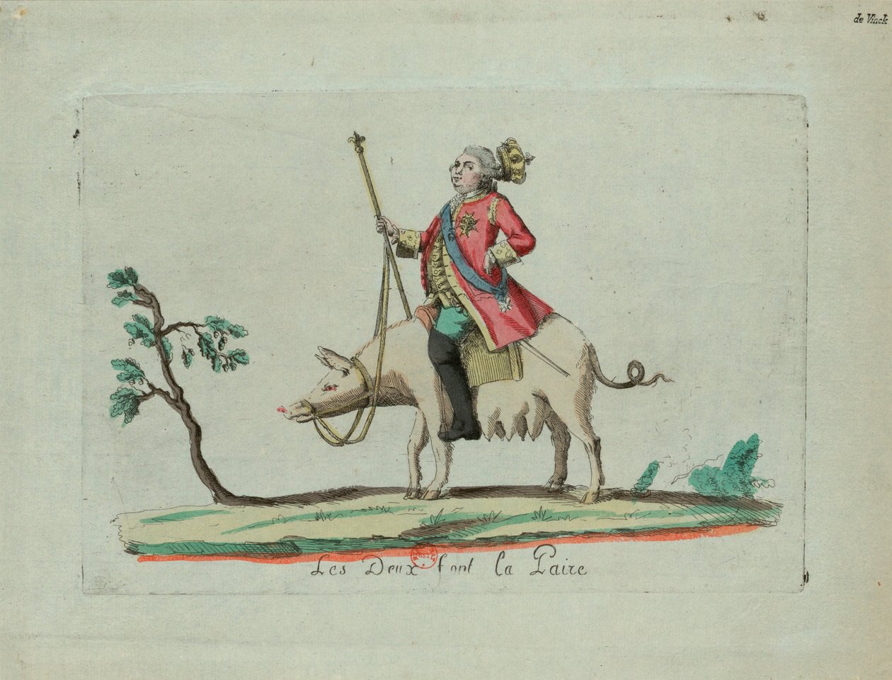 Louis Rides a Pig , 1791. av Unbekannt
