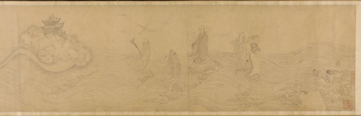Luohans krysser havet, Ming-dynastiet, 15.-16. århundre. av Unbekannt