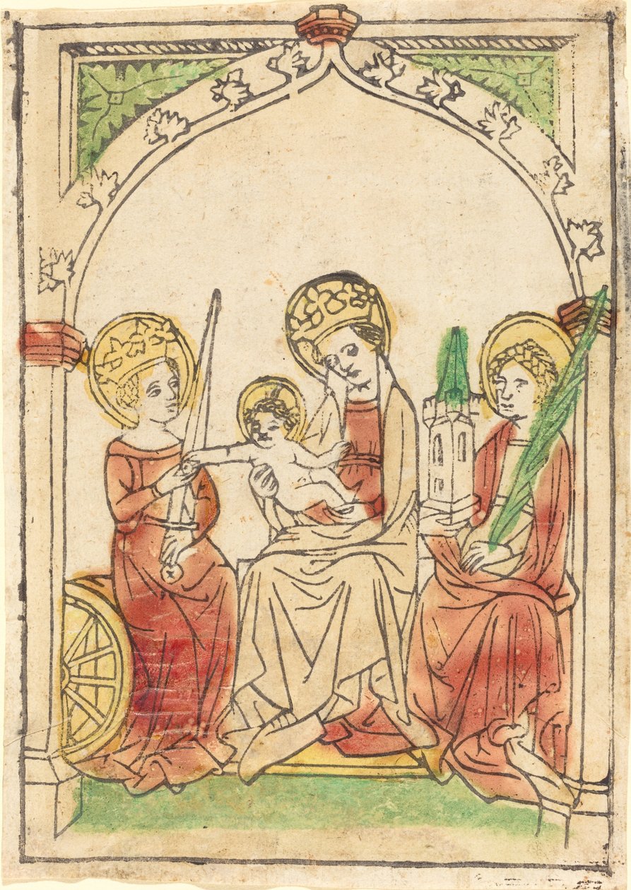 Madonna mellom de hellige Catherine og Barbara, 14401460. av Unbekannt
