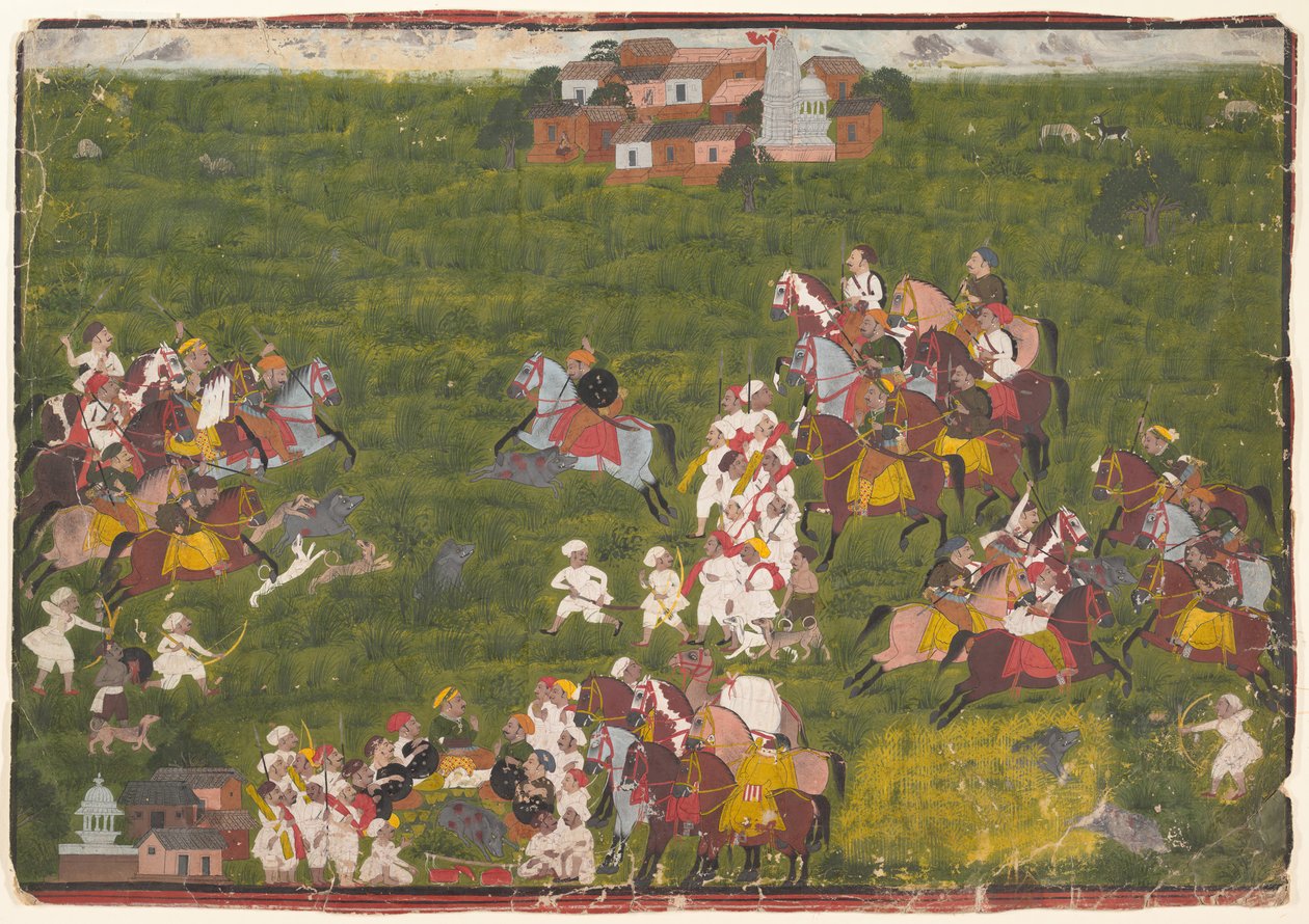 Maharana Sangram Singh Hunting Wild Bore, Ca. 1725. av Unbekannt