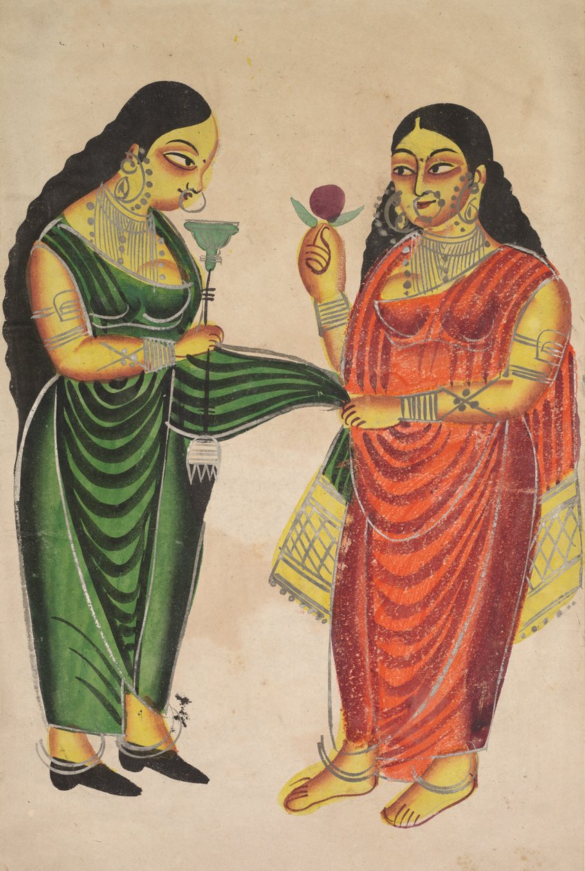 Maid Bringing a Hookah to a Lady, 1800-tallet. av Unbekannt