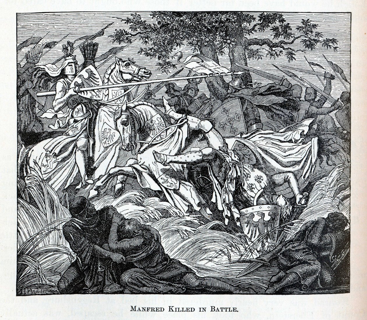 Manfred drept i kamp, 1882 av Unbekannt