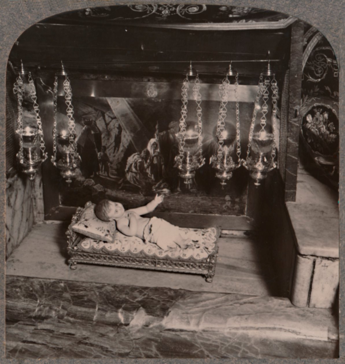 Kristi krybbe, Fødselskirken, Betlehem, ca 1900 av Unbekannt