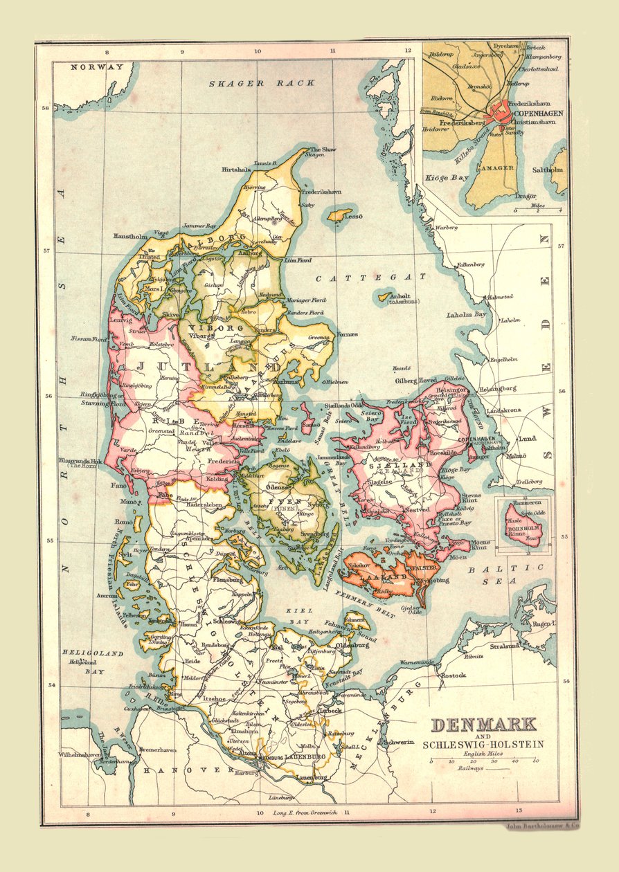 Kart over Danmark, 1902. av Unbekannt