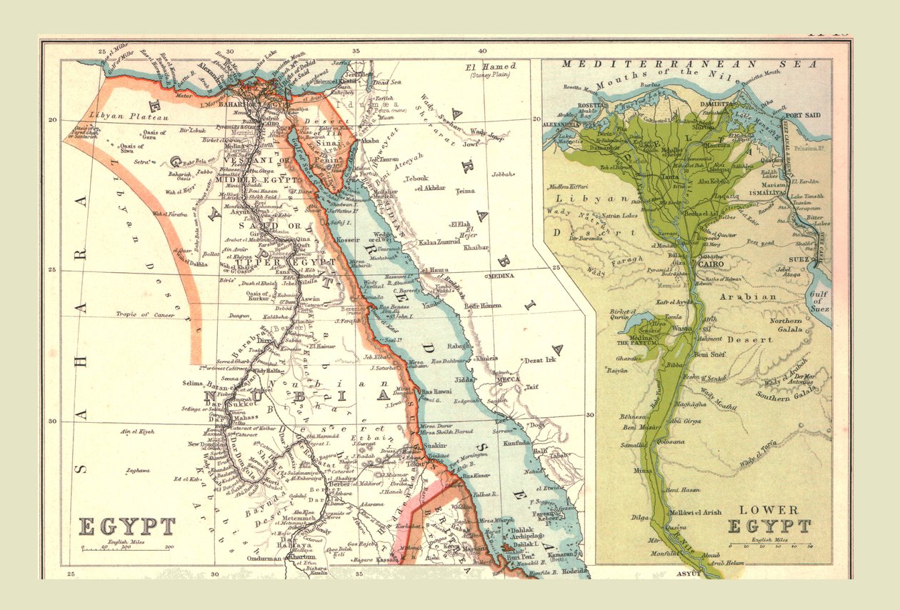 Kart over Egypt, 1902. av Unbekannt