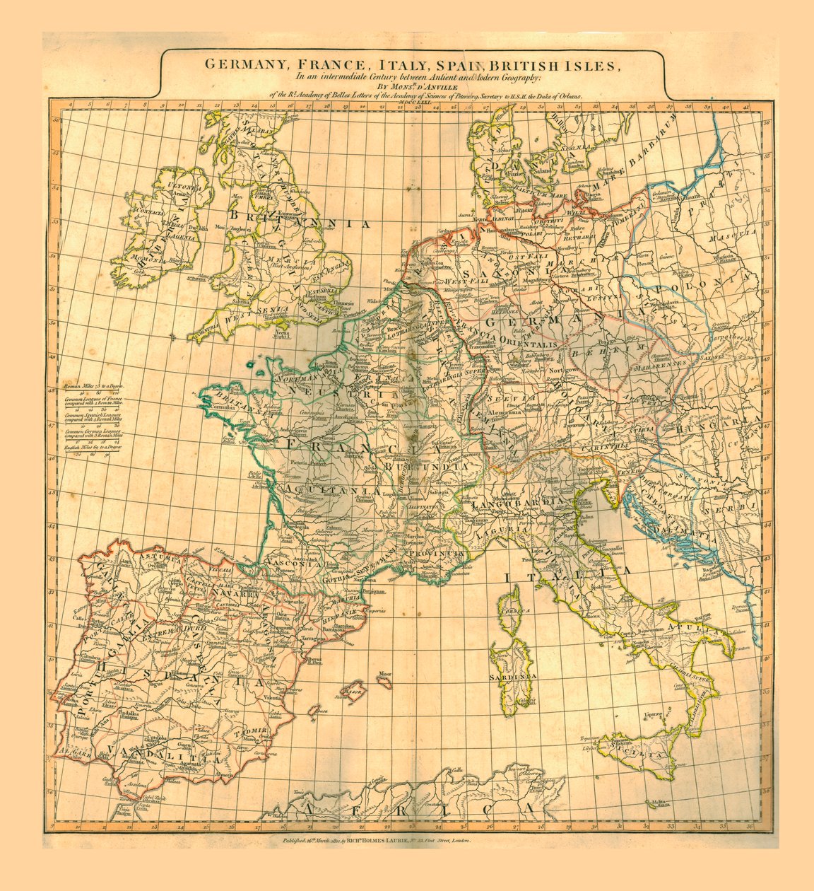 Kart over Europa, 1821. av Unbekannt