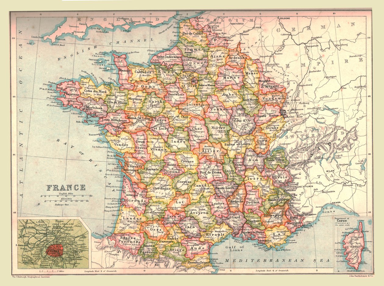 Kart over Frankrike, 1902. av Unbekannt