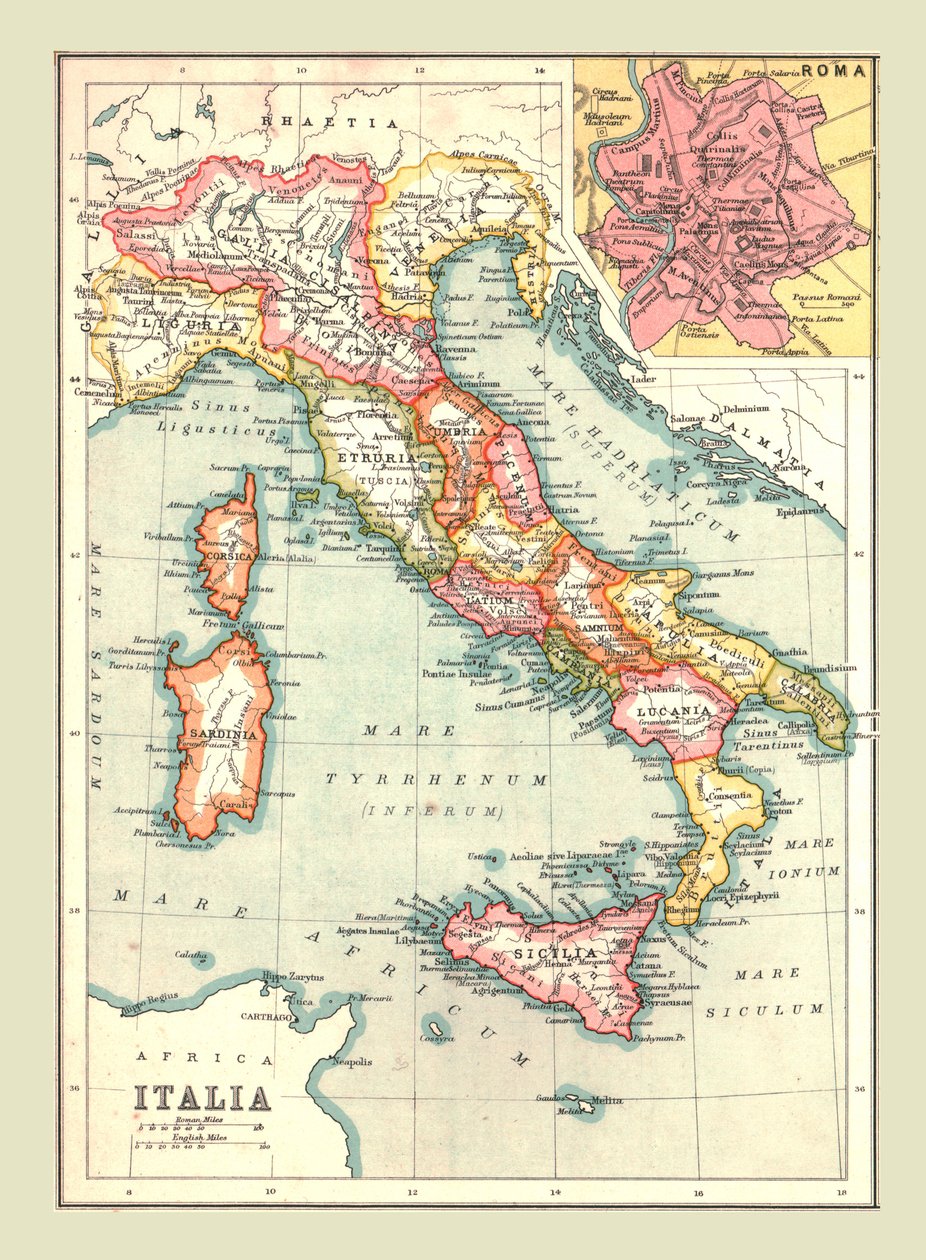 Kart over Italia, 1902. av Unbekannt