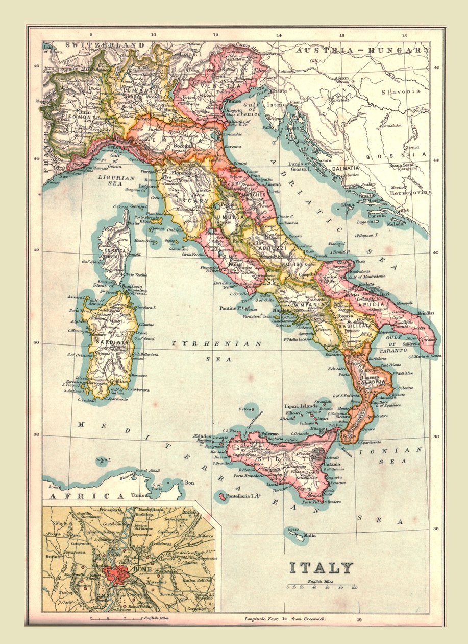 Kart over Italia, 1902. av Unbekannt