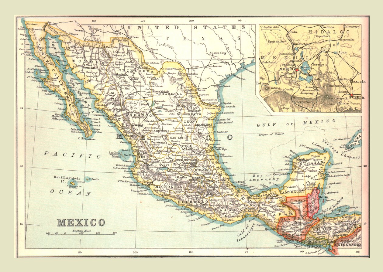 Kart over Mexico, 1902. av Unbekannt