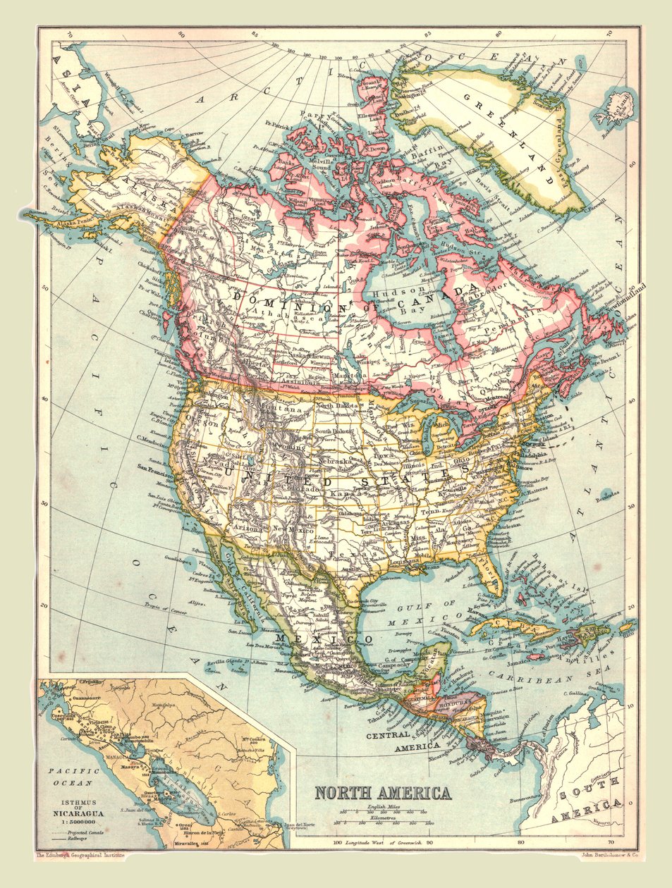 Kart over Nord-Amerika, 1902. av Unbekannt