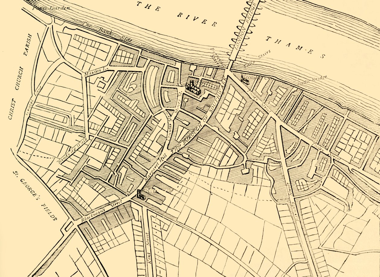 Kart over Southwark, 1720, c1878. av Unbekannt