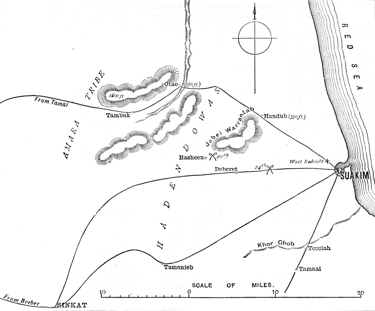 Kart over omgivelsene til Suakim, c1885 av Unbekannt