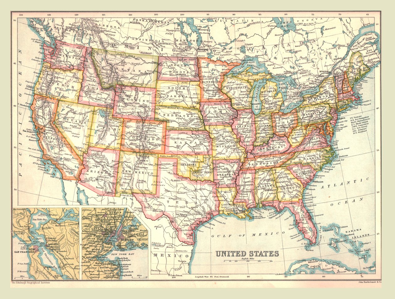 Kart over USA, 1902. av Unbekannt