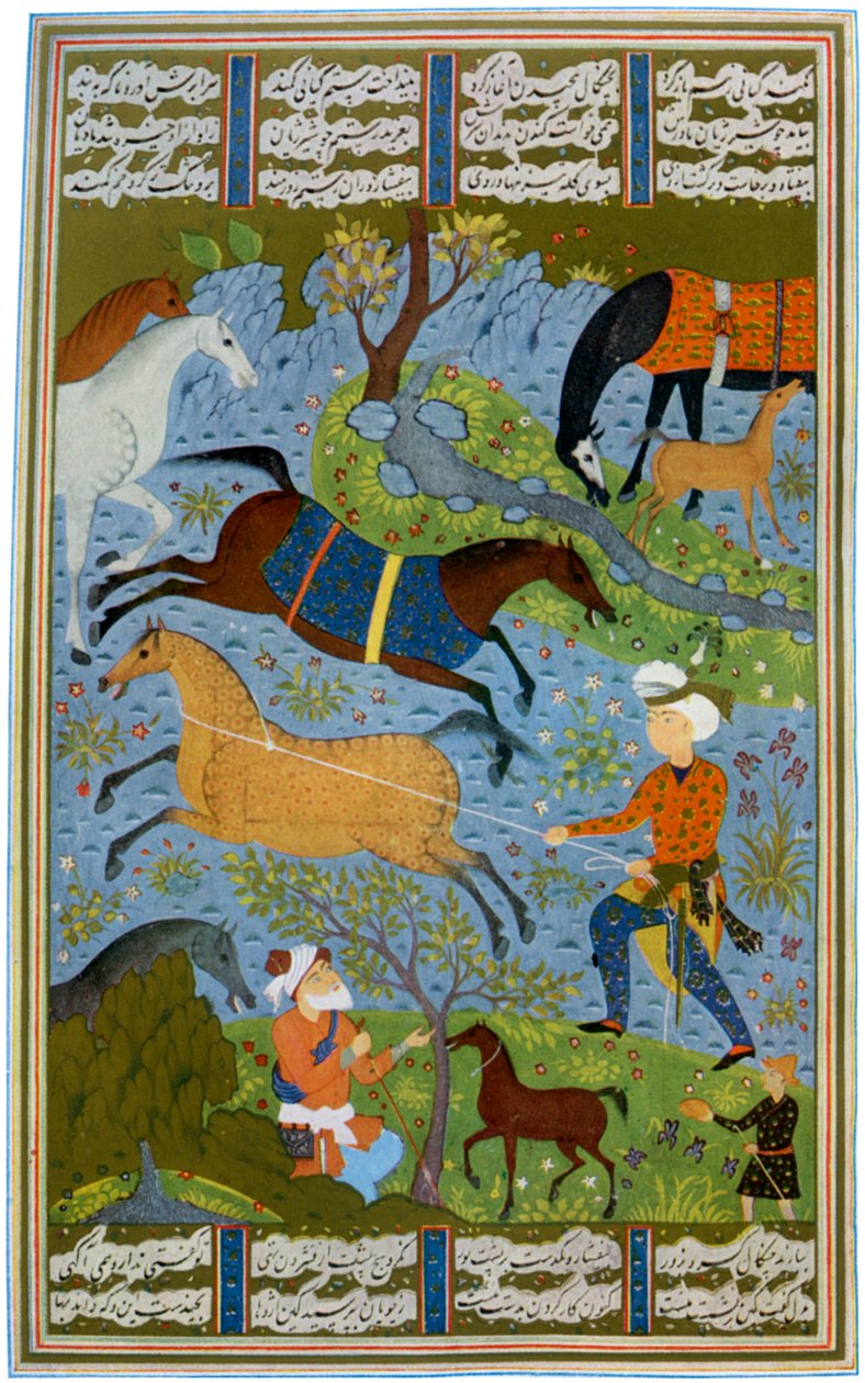 Hopper og føll, Persia, 900-tallet 1938 av Unbekannt