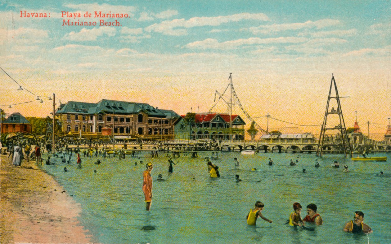 Marianao badestrand, Havana, Cuba, c1910 av Unbekannt