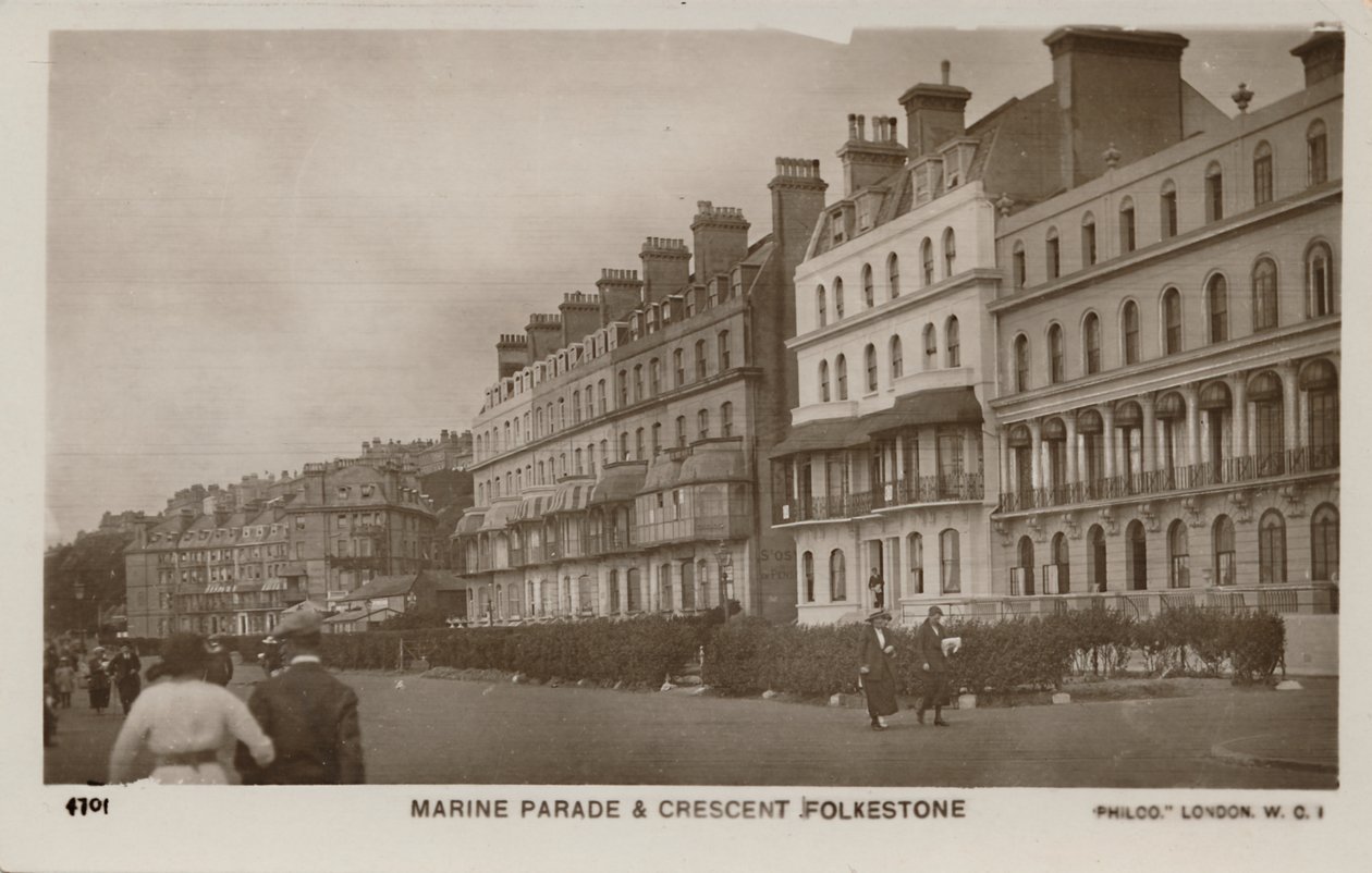 Marine Parade & Crescent Folkestone, sent på 1800- og begynnelsen av 1900-tallet av Unbekannt