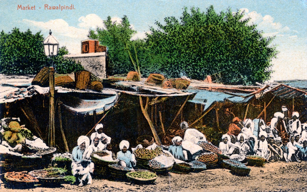 Market, Rawalpindi, India, tidlig på 1900-tallet av Unbekannt