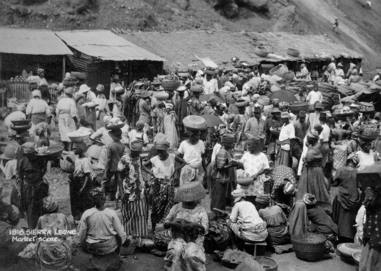 Markedsscene, Sierra Leone, 1900-tallet av Unbekannt