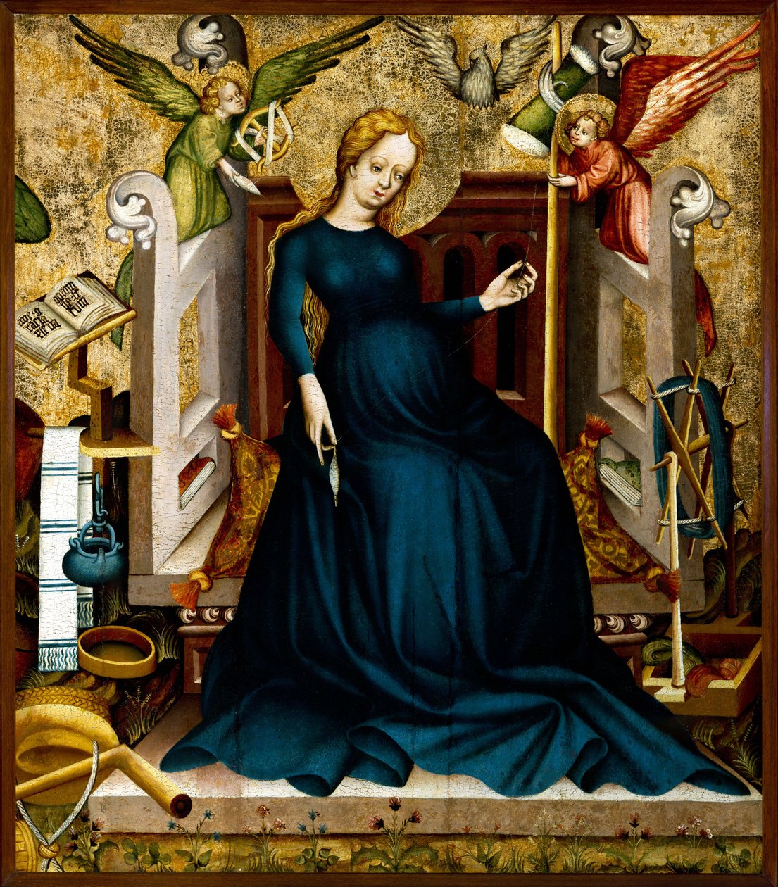 Maria ved spinnehjulet fra Güssing , ca. 1410. av Unbekannt
