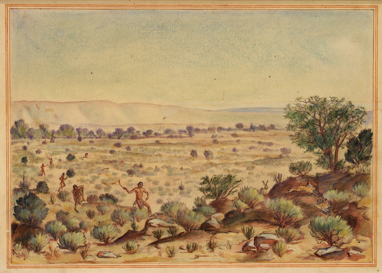 Menn som jakter kaniner, 1900-tallet. av Unbekannt