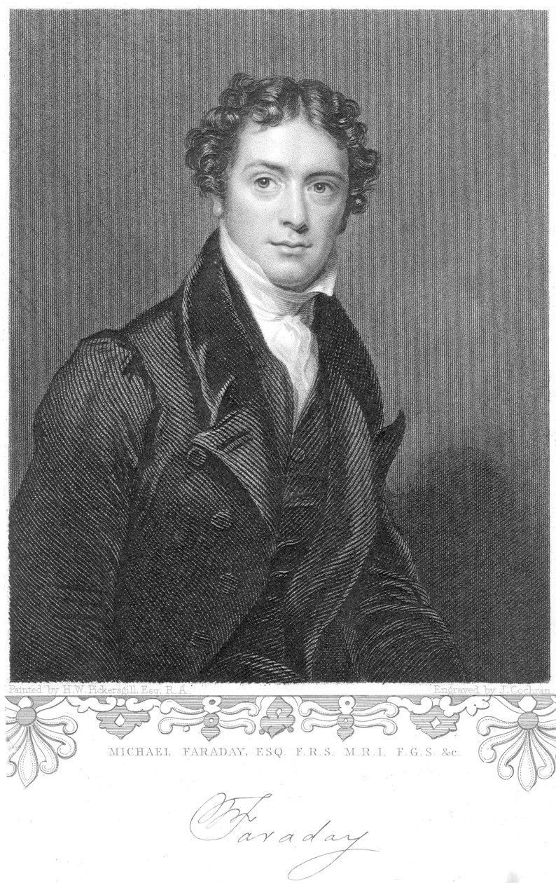 Michael Faraday, engelsk kjemiker og fysiker, 1800-tallet av Unbekannt