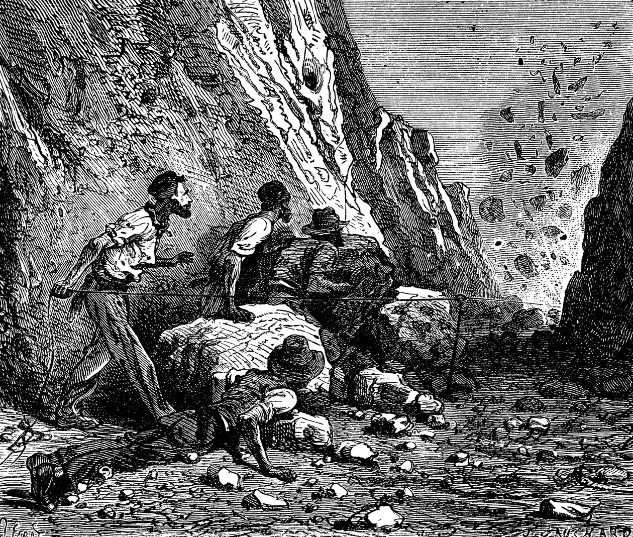 Gruvearbeiders sprengning, 1879. av Unbekannt