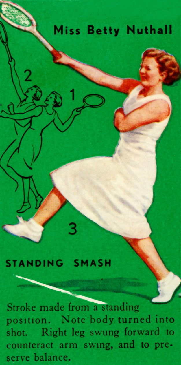 Miss Betty Nuthall - Standing Smash, c1935. av Unbekannt