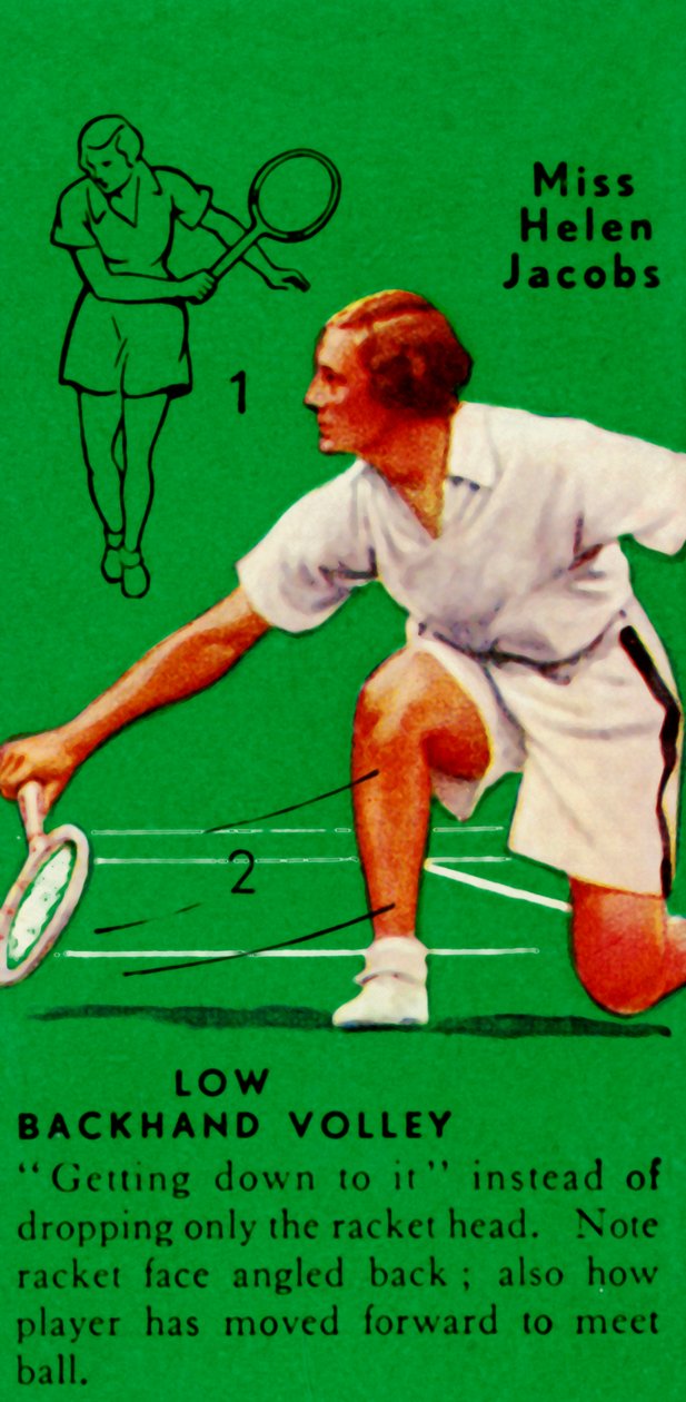 Frøken Helen Jacobs - Low Backhand Volley, c1935. av Unbekannt