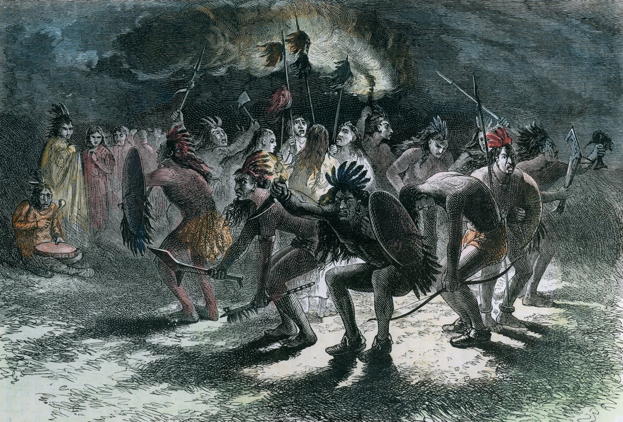 Indiansk hodebunnsdans, c1875 av Unbekannt