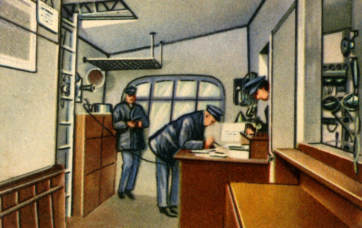 Navigasjonsrom om bord på en zeppelin, 1932. av Unbekannt