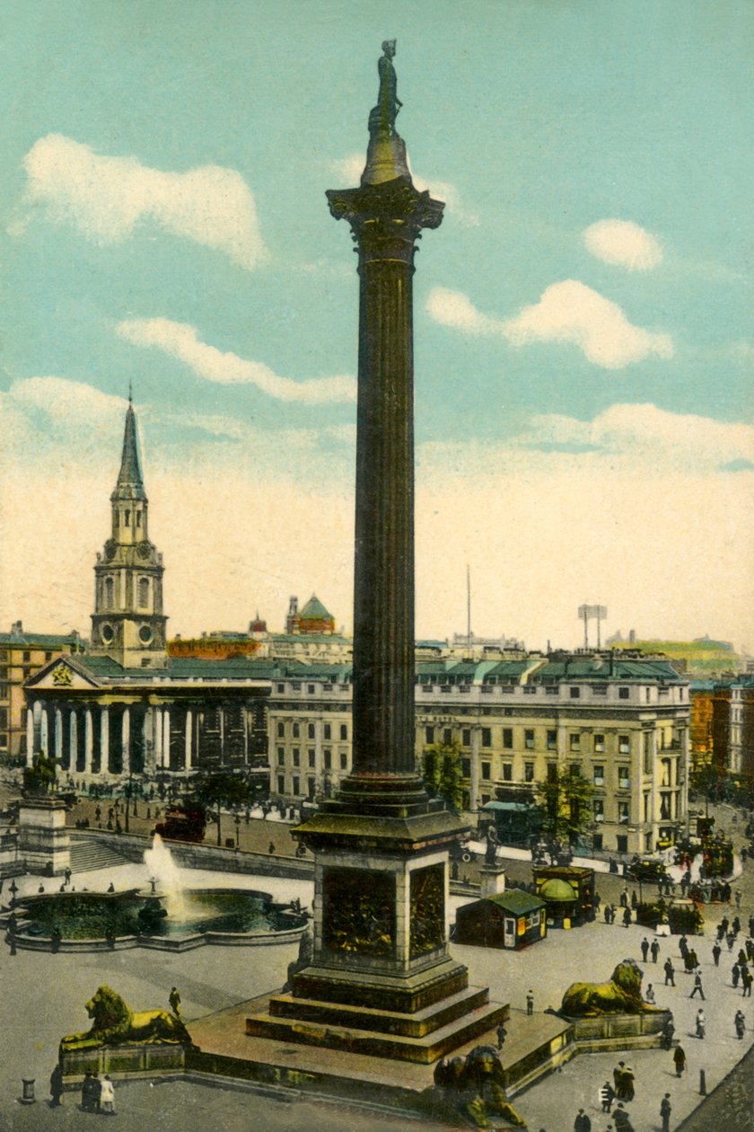 Nelsons Column og Trafalgar Square, London, c1910. av Unbekannt