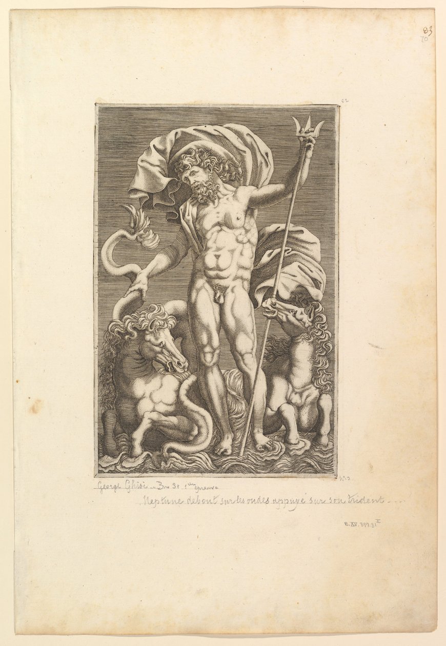 Neptun mellom to sjøhester, ca. 1560-80. av Unbekannt