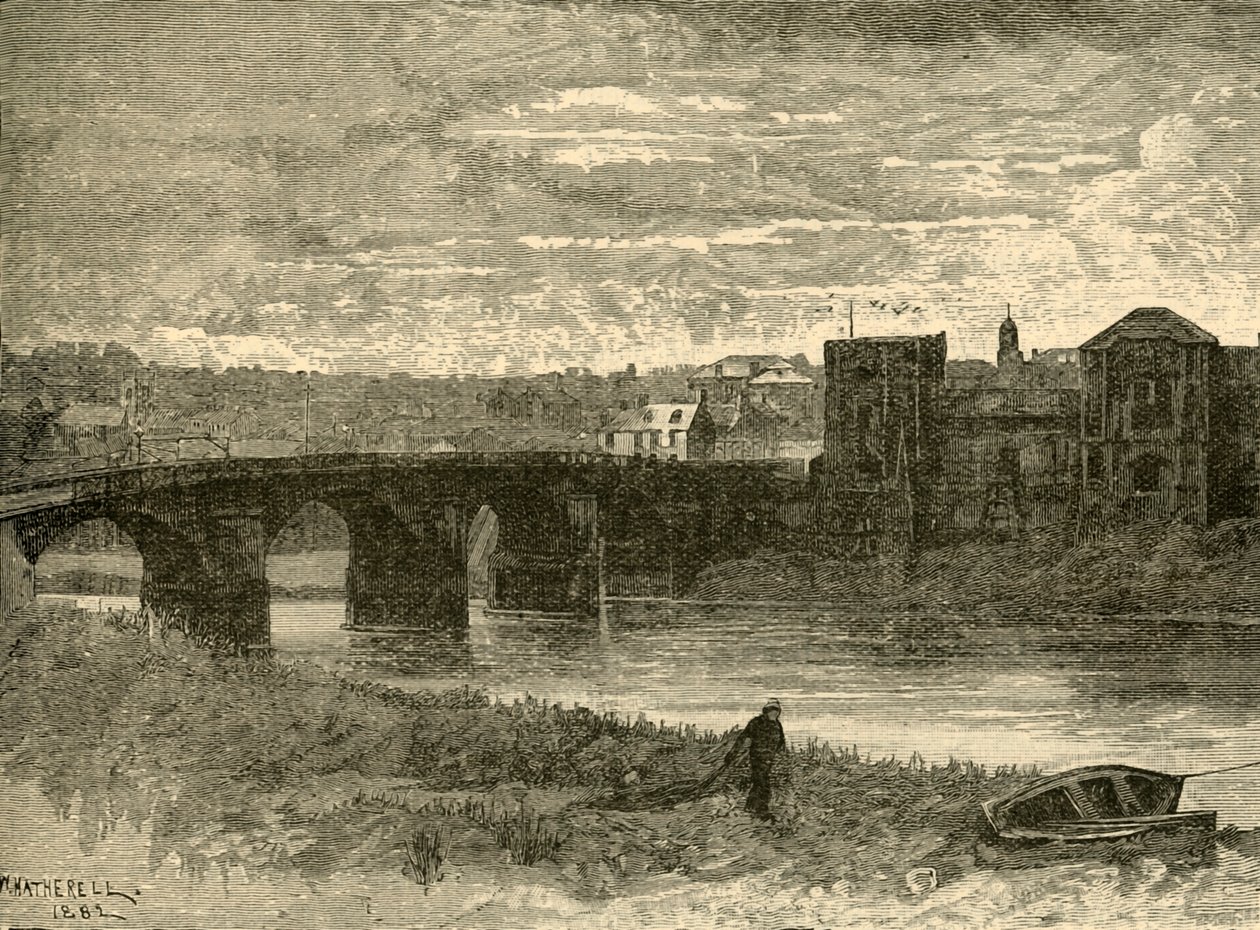Newport Bridge and Castle, 1898. av Unbekannt